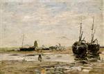 Eugene Boudin  - Bilder Gemälde - The Shore at Berck, Low Tide