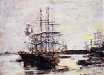 Eugene Boudin  - Bilder Gemälde - Vessel at Anchor outside of Venice