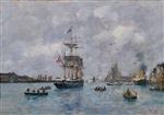 Eugene Boudin  - Bilder Gemälde - View of the Harbor, Le Havre