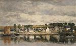 Eugene Boudin  - Bilder Gemälde - Village by a River