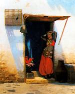 Jean Leon Gerome  - Peintures - Femme du Caire à la porte