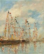 Eugene Boudin  - Bilder Gemälde - Yacht Basin at Trouville-Deauville