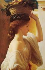 Frederic Leighton  - Peintures - Femme avec un panier de fruits