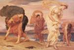 Lord Frederic Leighton  - Peintures - Jeunes Grecques ramassant des pierres sur la plage