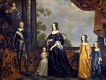 Gerrit van Honthorst - Bilder Gemälde - Frederick Hendrick, Prince of Orange, with his Wife Amalia van Solms and their Three Daughters
