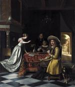 Pieter de Hooch - Bilder Gemälde - Card Players at a Table