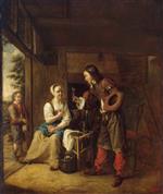 Pieter de Hooch - Bilder Gemälde - Man Offering a Glass of Wine to a Woman