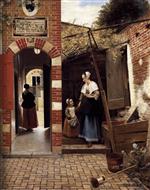 Pieter de Hooch  - Bilder Gemälde - The Courtyard of a House in Delft