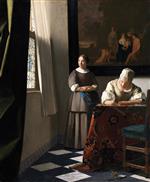 Jan Vermeer van Delft - Bilder Gemälde - Briefschreiberin und Dienstmagd
