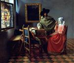 Jan Vermeer van Delft - Bilder Gemälde - Herr und Dame beim Wein