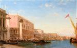 Felix Ziem - Bilder Gemälde - Gondolas at the Doge's Palace, Venice