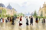 Jean Beraud - Bilder Gemälde - Between the Petit and the Grand Palais, Avenue Alexandre III