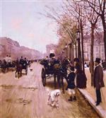 Jean Beraud - Bilder Gemälde - Carriages On The Champs-Élysées