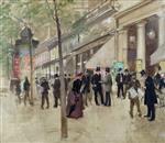 Jean Beraud  - Bilder Gemälde - The Boulevard Montmartre and the Theatre des Varietes