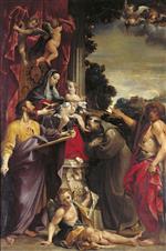Annibale Carracci - Bilder Gemälde - Madonna Enthroned with Saint Matthew