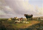 Thomas Sidney Cooper  - Bilder Gemälde - Cattle and Sheep by a Watering Place