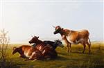 Thomas Sidney Cooper  - Bilder Gemälde - Cattle resting in a field