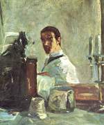 Henri de Toulouse Lautrec  - Peintures - Autoportrait devant un miroir