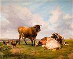 Thomas Sidney Cooper  - Bilder Gemälde - Landscape with Cattle and Fowl