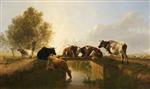 Thomas Sidney Cooper  - Bilder Gemälde - Rustic Bridge and Cattle Group