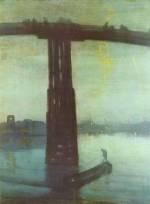 James Abbott McNeill Whistler - Peintures - Le Vieux pont de Battersea (Nocturne bleu et or)