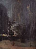 James Abbott McNeill Whistler - Bilder Gemälde - Notturno in Schwarz und Gold, Die fallende Rakete