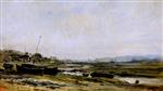 Charles Francois Daubigny - Bilder Gemälde - Fishing Boats by a Stream