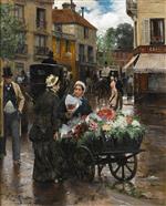 Victor Gabriel Gilbert  - Bilder Gemälde - Selling flowers, Paris