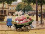 Victor Gabriel Gilbert  - Bilder Gemälde - The Flower Market, Place du Theatre Francais