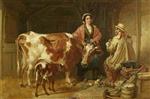 John Frederick Herring - Bilder Gemälde - A Chat with the Milkmaid