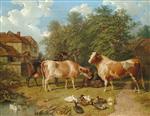 John Frederick Herring - Bilder Gemälde - Cattle and Ducks