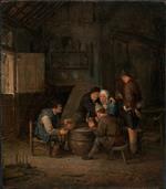 Adriaen van Ostade  - Bilder Gemälde - Peasants Gathered Round a Barrel