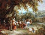 William Joseph Shayer - Bilder Gemälde - A Gypsies' Encampment