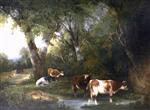 William Joseph Shayer - Bilder Gemälde - Cattle in a Wooded Landscape