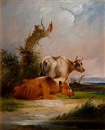 William Joseph Shayer - Bilder Gemälde - Cows, White Cow Standing