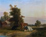 William Joseph Shayer  - Bilder Gemälde - Landscape with Cattle