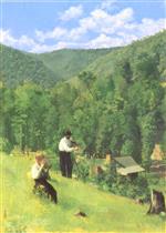 Thomas Pollock Anshutz  - Bilder Gemälde - The Farmer and His Son at Harvesting