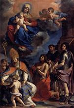 Giovanni Francesco Guercino  - Bilder Gemälde - Virgin and Child with Four Saints