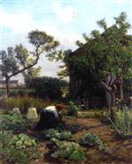 Jules Breton - Bilder Gemälde - A Young Woman in the Artist's Garden, Courrières