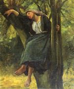 Jules Breton - Bilder Gemälde - Asleep In The Woods