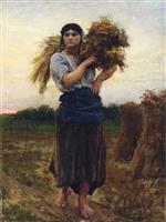 Jules Breton - Bilder Gemälde - In the Fields, Evening