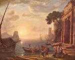 Claude Lorrain - Bilder Gemälde - Hafen beim Sonnenuntergang