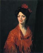 Robert Henri  - Bilder Gemälde - Spanish Woman in a Red Shawl