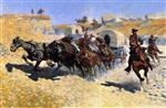 Frederic Remington - Bilder Gemälde - Attack on the Supply Wagons