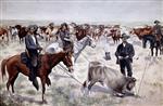 Frederic Remington - Bilder Gemälde - Branding a Steer