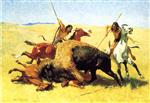 Frederic Remington  - Bilder Gemälde - The Buffalo Hunt
