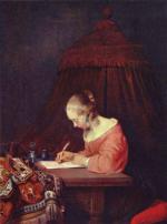 Gerhard ter Borch - paintings - Woman Writing a Letter