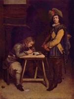 Gerhard ter Borch - paintings - Officer Writing a Letter