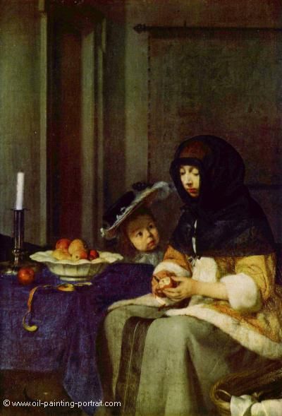 Woman Peeling Apple
