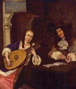 Gerhard ter Borch - paintings - Woman Playing the Lute